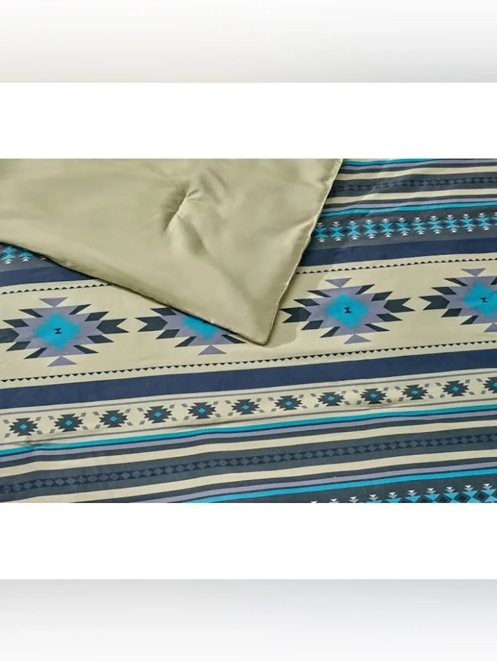 Southwest Stripe 3 piece cal king Comforter Set in Teal and Cream